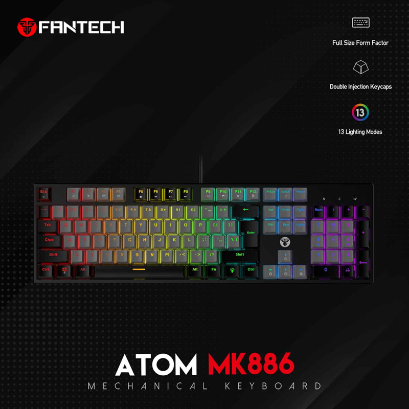Tastatura Mehanicka Gaming Fantech MK886 RGB Atom TKL crna (Blue switch)