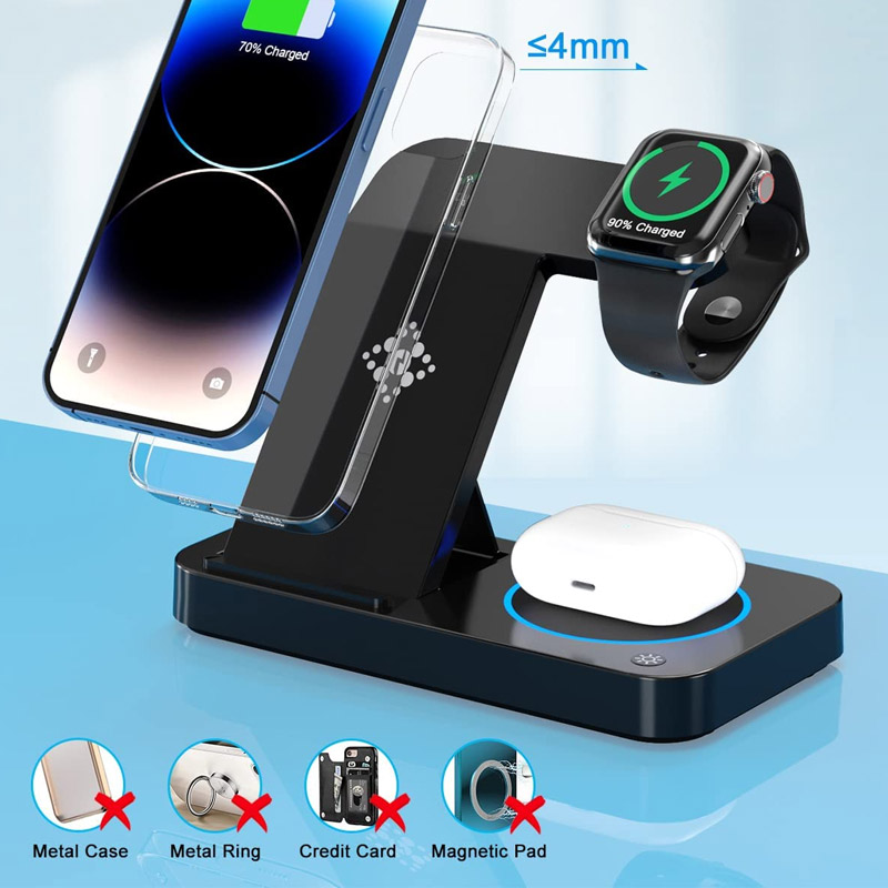 Bezicni punjac B-18 4u1 za 2x iPhone,Airpods,Apple Watch 15W crni — image 5